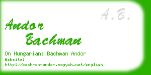 andor bachman business card